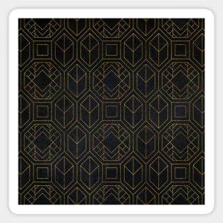 Charcoal Black and Gold Art Deco Pattern Sticker